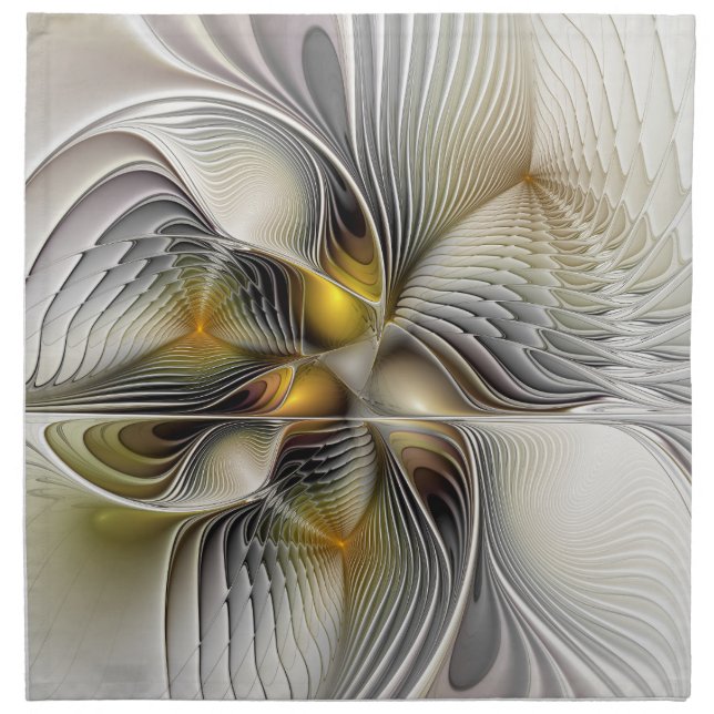 Optical Illusion Abstract 3D Fractal With Depth Cloth Napkin (Front)