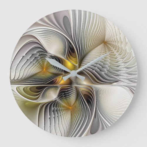 Optical Illusion Abstract 3D Fractal With Depth Large Clock