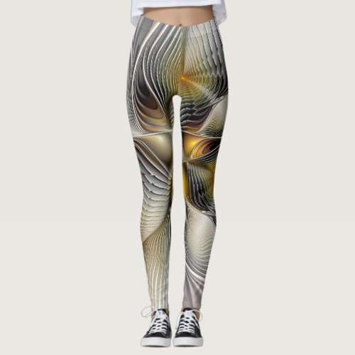 Optical Illusion Abstract 3D Fractal With Depth Leggings