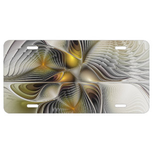 Optical Illusion Abstract 3D Fractal With Depth License Plate