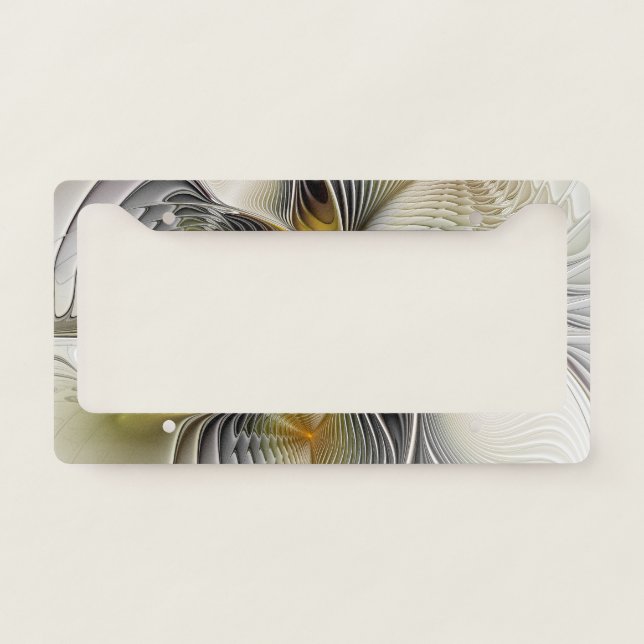 Optical Illusion Abstract 3D Fractal With Depth License Plate Frame (Front)