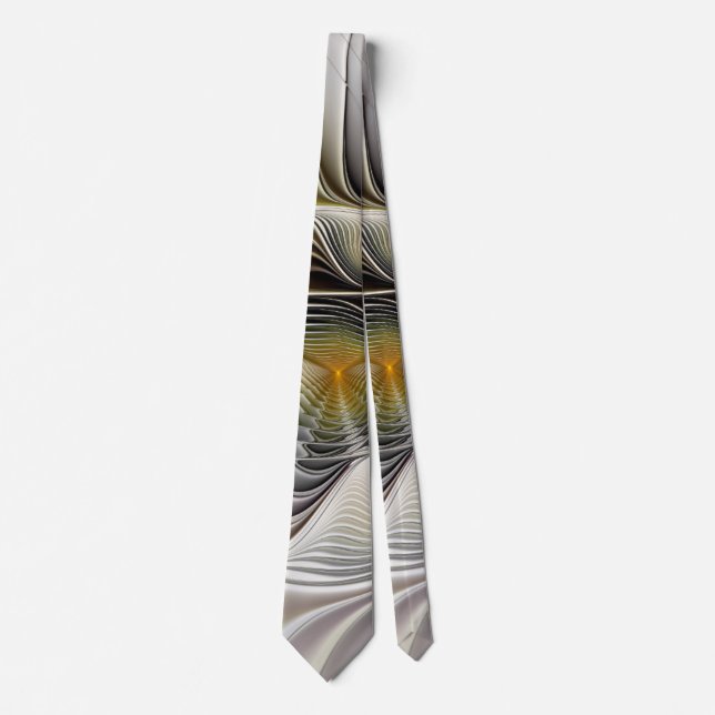 Optical Illusion Abstract 3D Fractal With Depth Neck Tie (Front)