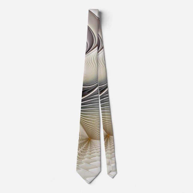 Optical Illusion Abstract 3D Fractal With Depth Neck Tie (Front)