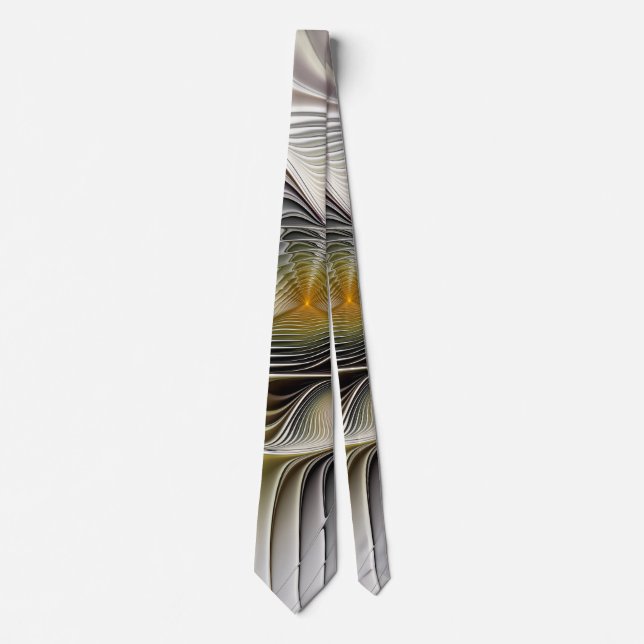 Optical Illusion Abstract 3D Fractal With Depth Neck Tie (Front)