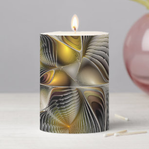 Optical Illusion Abstract 3D Fractal With Depth Pillar Candle