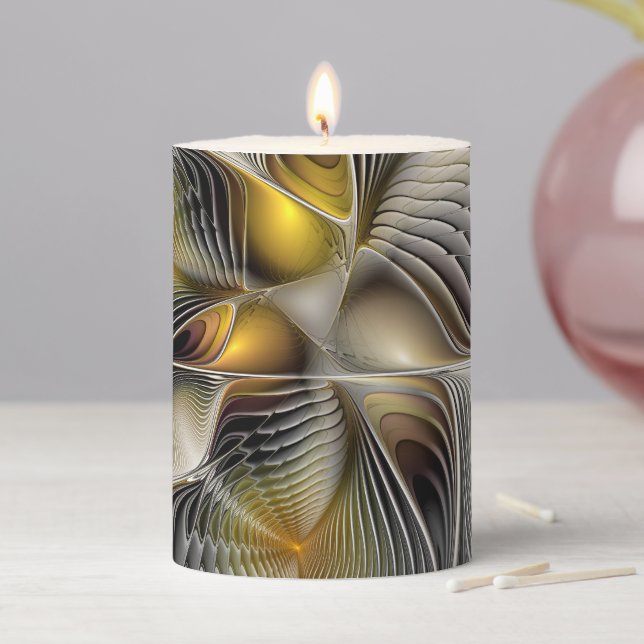 Optical Illusion Abstract 3D Fractal With Depth Pillar Candle (In Situ)