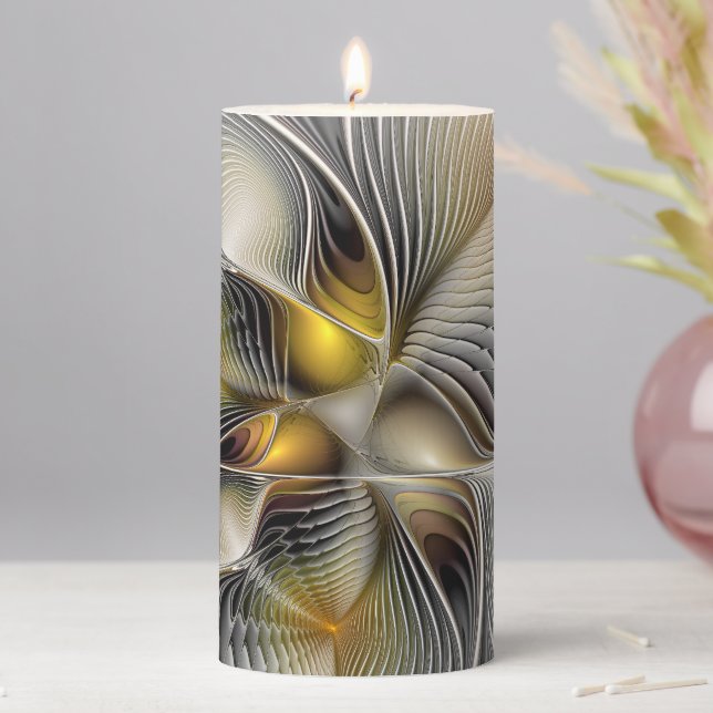 Optical Illusion Abstract 3D Fractal With Depth Pillar Candle (In Situ)