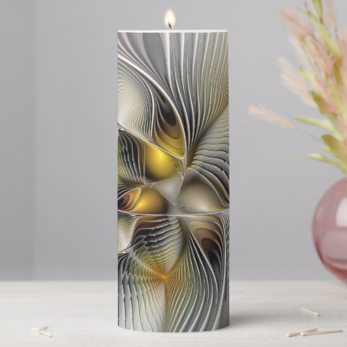 Optical Illusion Abstract 3D Fractal With Depth Pillar Candle