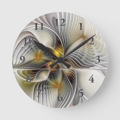 Optical Illusion Abstract 3D Fractal With Depth Round Clock