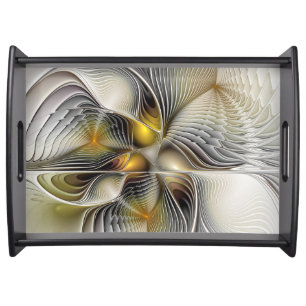 Optical Illusion Abstract 3D Fractal With Depth Serving Tray
