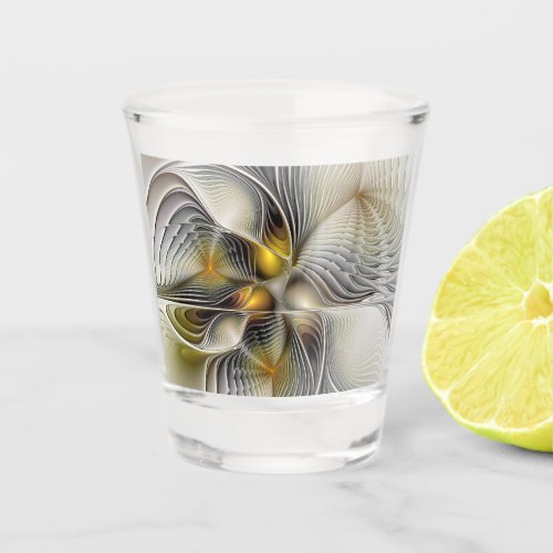 Optical Illusion Abstract 3D Fractal With Depth Shot Glass
