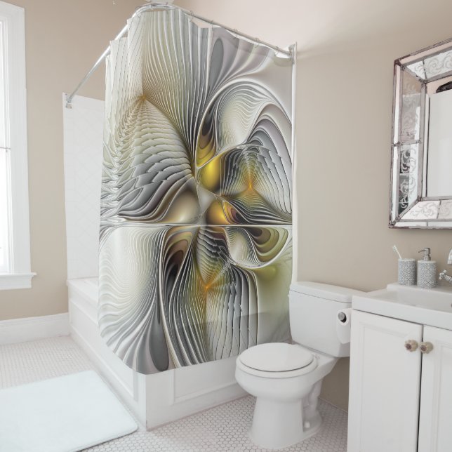 Optical Illusion Abstract 3D Fractal With Depth Shower Curtain (In Situ)