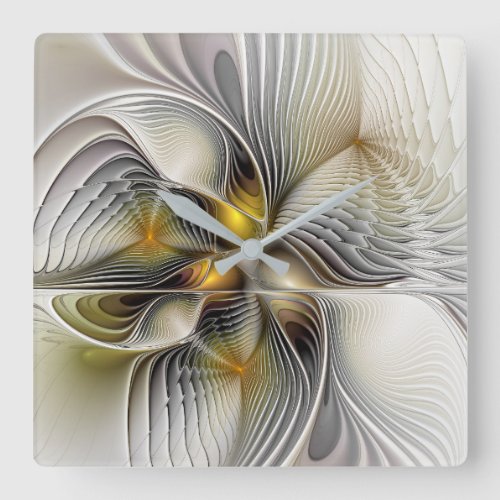Optical Illusion Abstract 3D Fractal With Depth Square Wall Clock