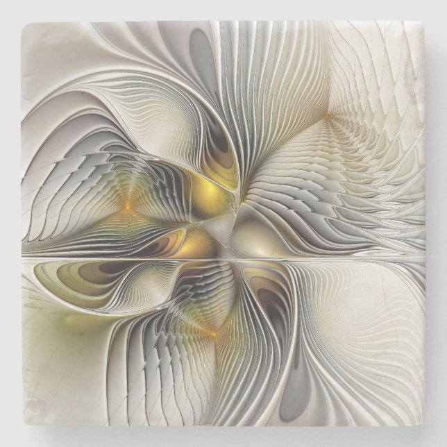 Optical Illusion Abstract 3D Fractal With Depth Stone Coaster (Front)