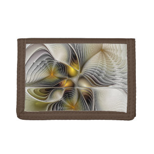 Optical Illusion Abstract 3D Fractal With Depth Tri-fold Wallet