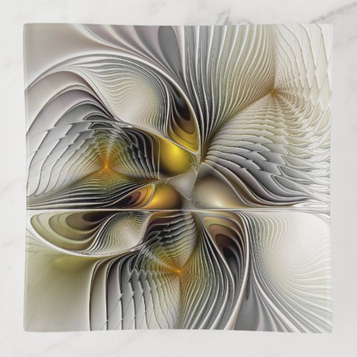 Optical Illusion Abstract 3D Fractal With Depth Trinket Tray