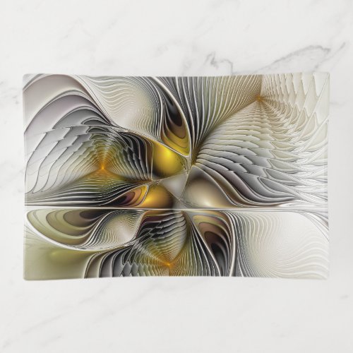 Optical Illusion Abstract 3D Fractal With Depth Trinket Tray