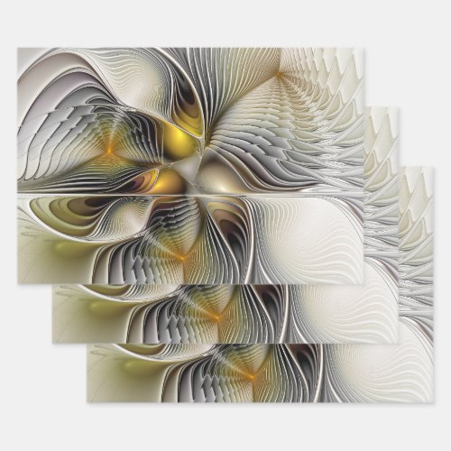 Optical Illusion Abstract 3D Fractal With Depth Wrapping Paper Sheets