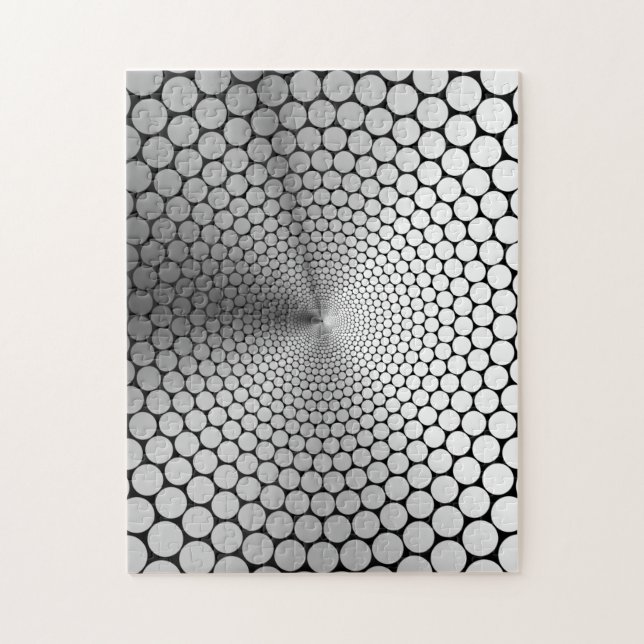 Optical Illusion Angle Gradient Silver/Black NOIR Jigsaw Puzzle (Vertical)