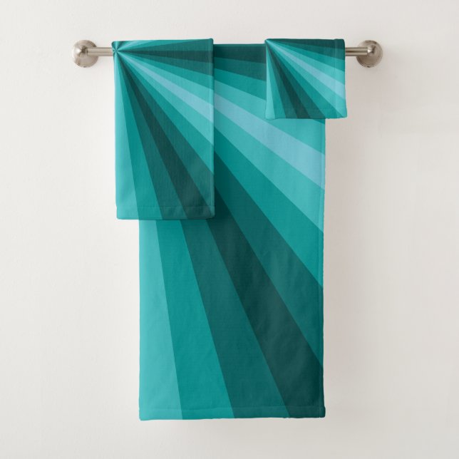 Optical Illusion Aqua Bathroom Towel Set (Insitu)