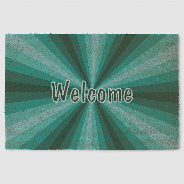 Optical Illusion Aqua Fiber Doormat (Front)