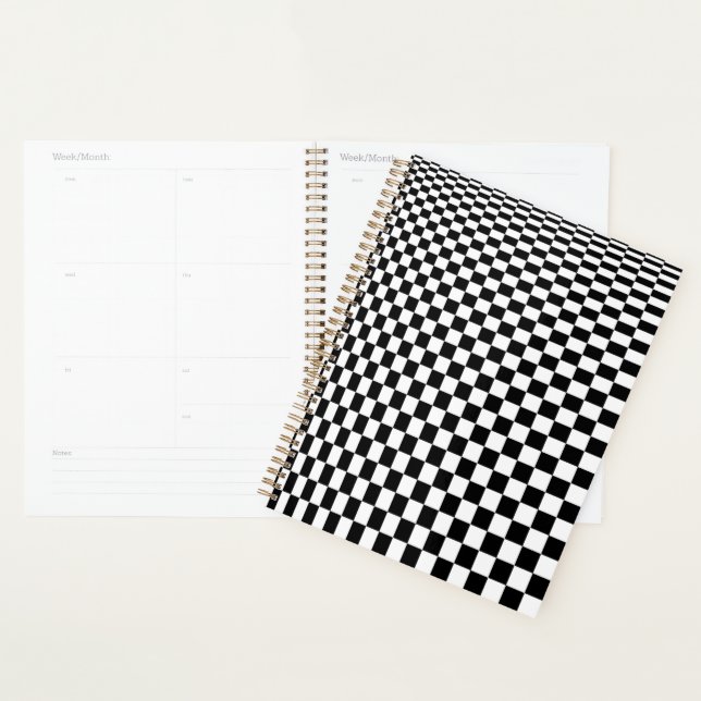 Optical Illusion Black and White Checkered Pattern Planner (Display)