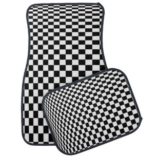 Optical Illusion Black and White Checkers Car Floor Mat