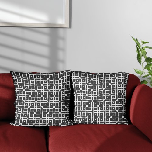 Optical Illusion Black And White Geometric Pattern Throw Pillow