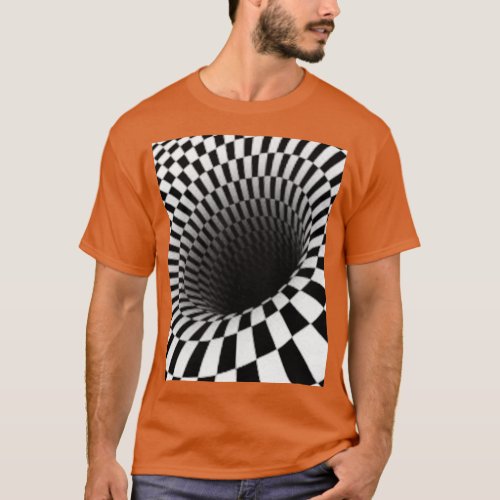 Optical Illusion Black and White Hole Graphic T_Shirt