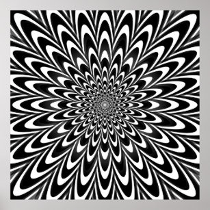 Optical illusion black and white poster