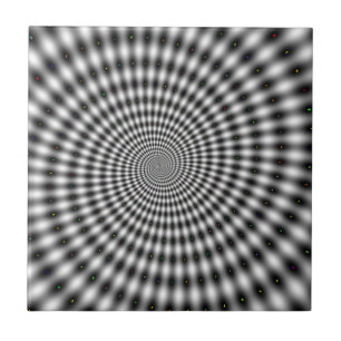 Optical Illusion Black and White Swirl Tile