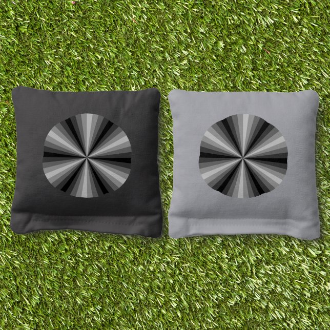 Optical Illusion Black Cornhole Bags (Grass)