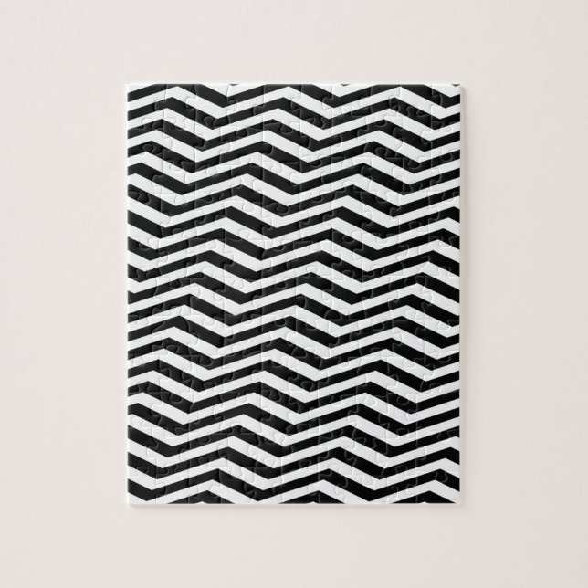 Optical Illusion Black White Chevron Patterns Cool Jigsaw Puzzle (Vertical)