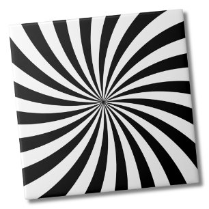 Optical Illusion Black White Swirl Ceramic Tile