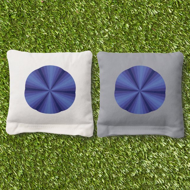 Optical Illusion Blue Cornhole Bags (Grass)