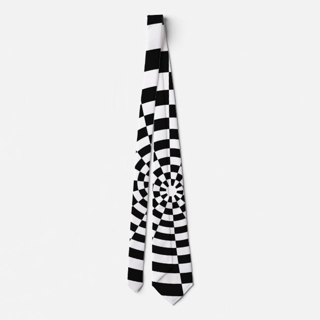Optical Illusion checkered spatial pattern Tie (Back)