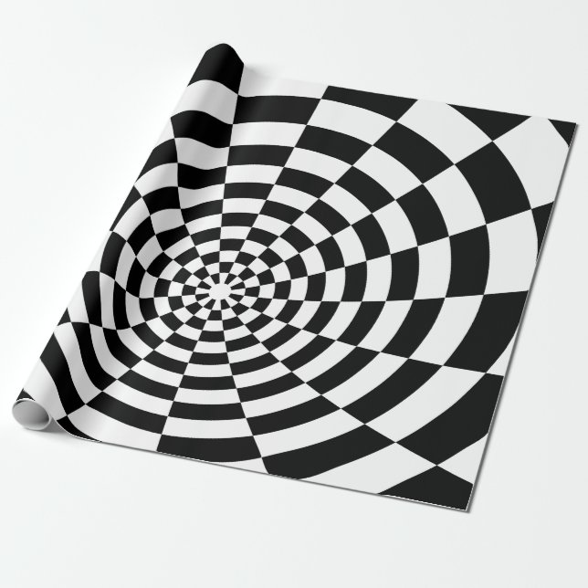Optical Illusion checkered spatial pattern Wrapping Paper (Unrolled)