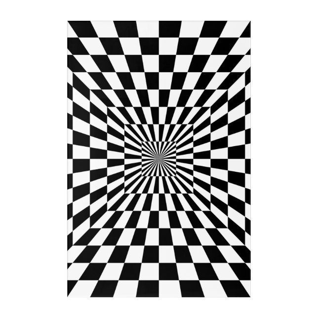 optical illusion chessboard tunnel acrylic print (Front)