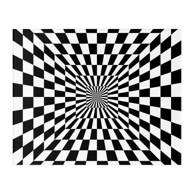 optical illusion chessboard tunnel acrylic print (Front)