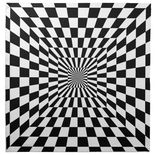 optical illusion chessboard tunnel cloth napkin (Front)