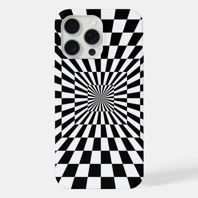 optical illusion chessboard tunnel iphone case (Back)