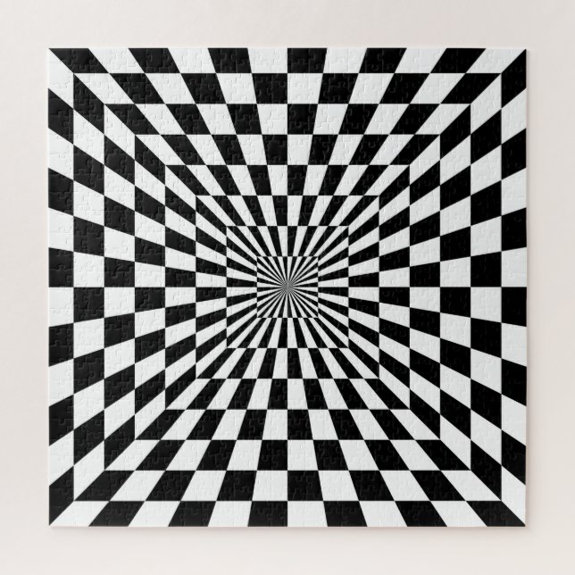 optical illusion chessboard tunnel jigsaw puzzle (Vertical)
