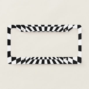 optical illusion chessboard tunnel license plate frame