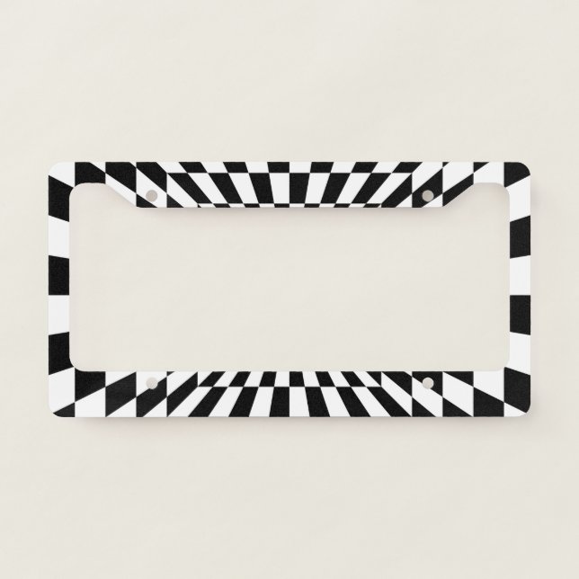 optical illusion chessboard tunnel license plate frame (Front)