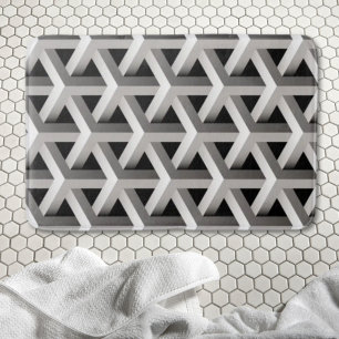 optical illusion chic black grey geometric pattern bath mat