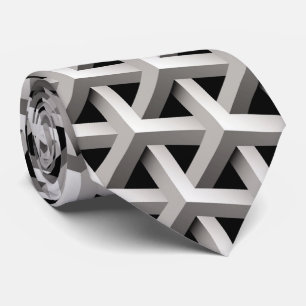 optical illusion chic black grey geometric pattern neck tie