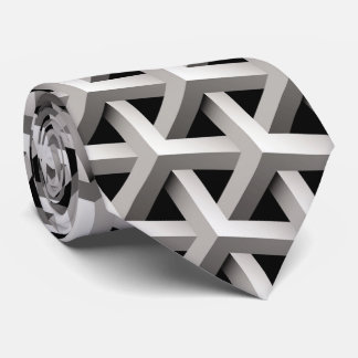 optical illusion chic black grey geometric pattern neck tie