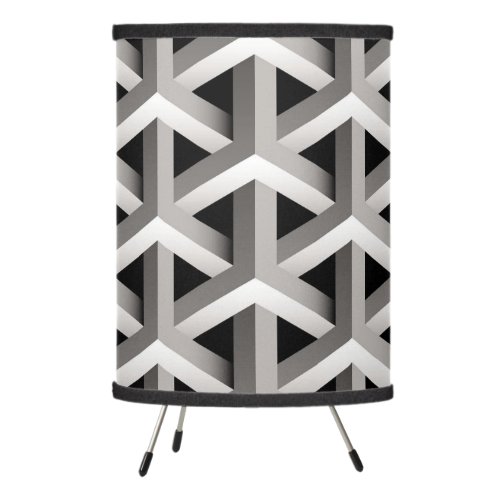 optical illusion chic black grey geometric pattern tripod lamp