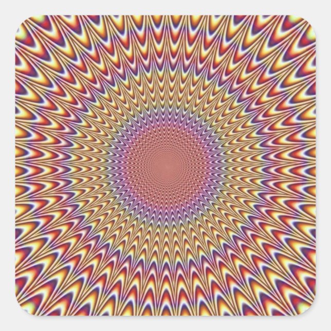 Optical Illusion Circle Hypnotic Rainbow Colorful Square Sticker (Front)