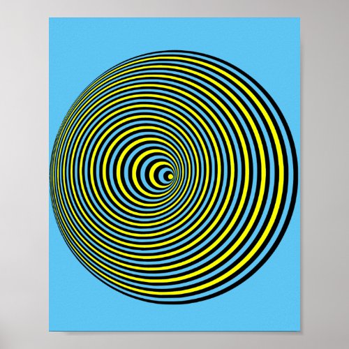 Optical Illusion Circle on the Blue Poster